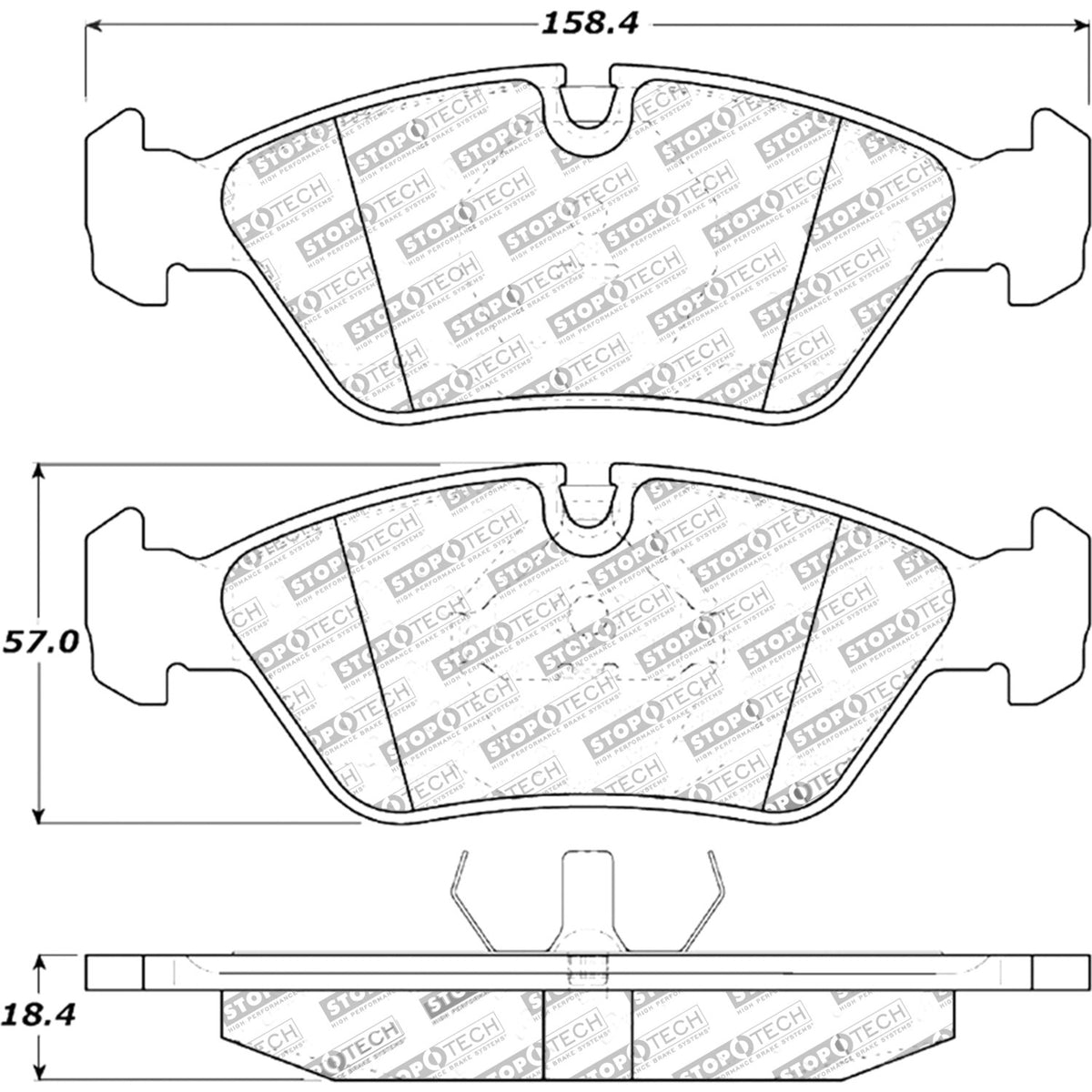 StopTech Street Brake Pads; Front With Shims