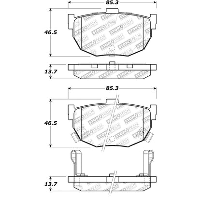 StopTech Street Brake Pads; Rear With Shims