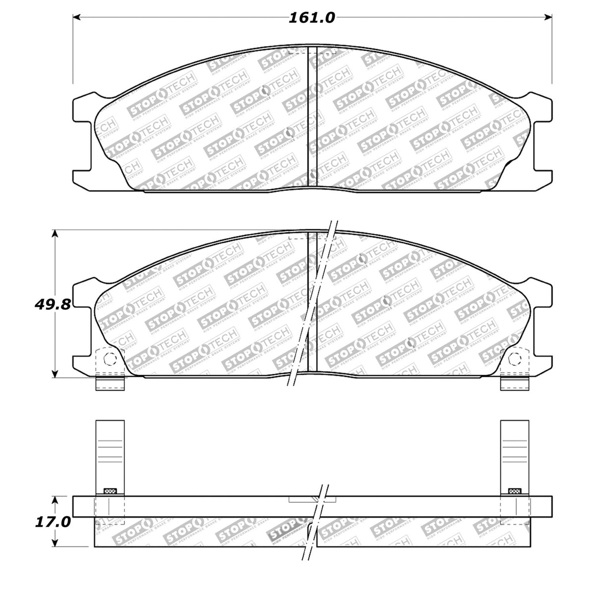 StopTech Street Brake Pads; Front With Shims