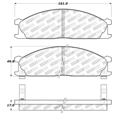 StopTech Street Brake Pads; Front With Shims