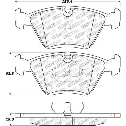 StopTech Street Brake Pads; Front With Shims