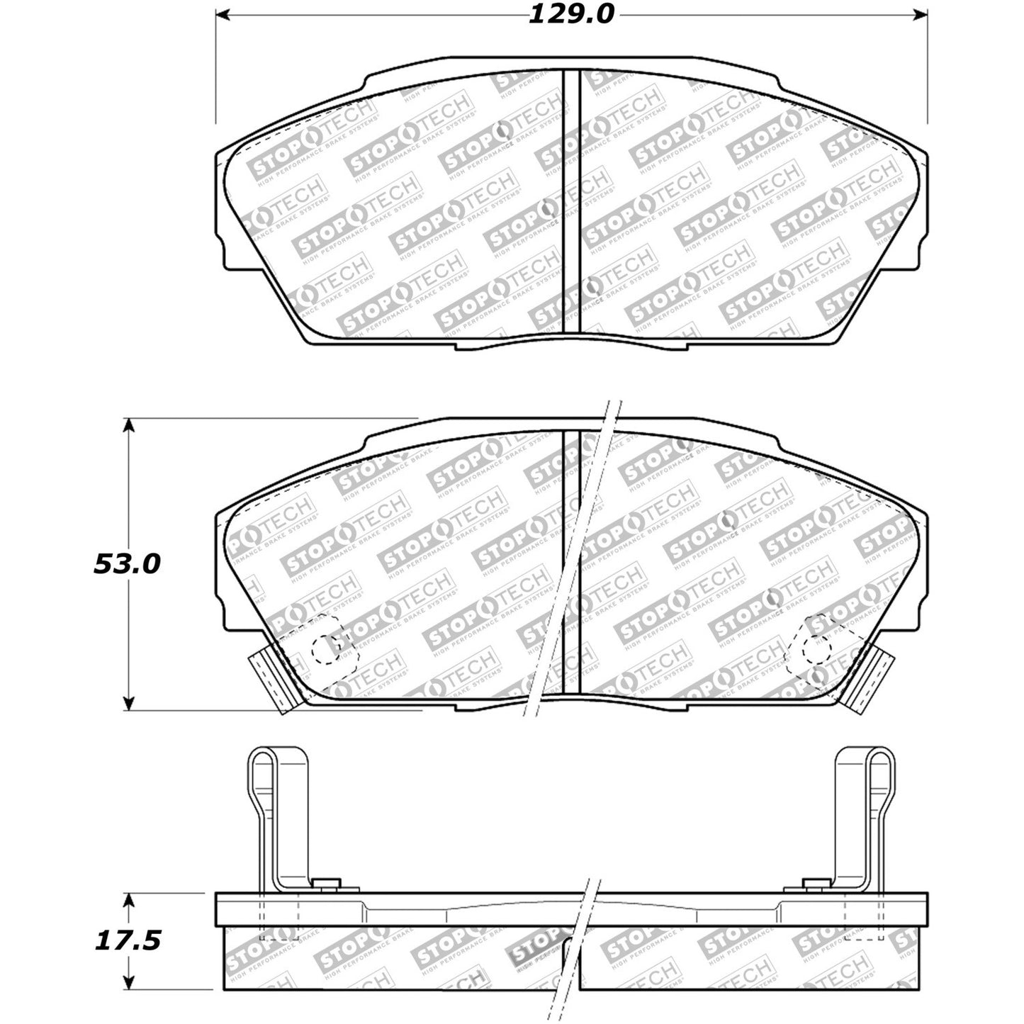 StopTech Street Brake Pads; Front With Shims
