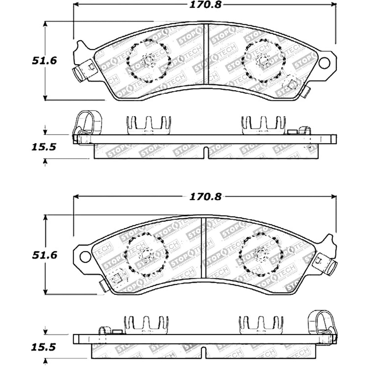StopTech  Street Brake Pads; Front With Shims