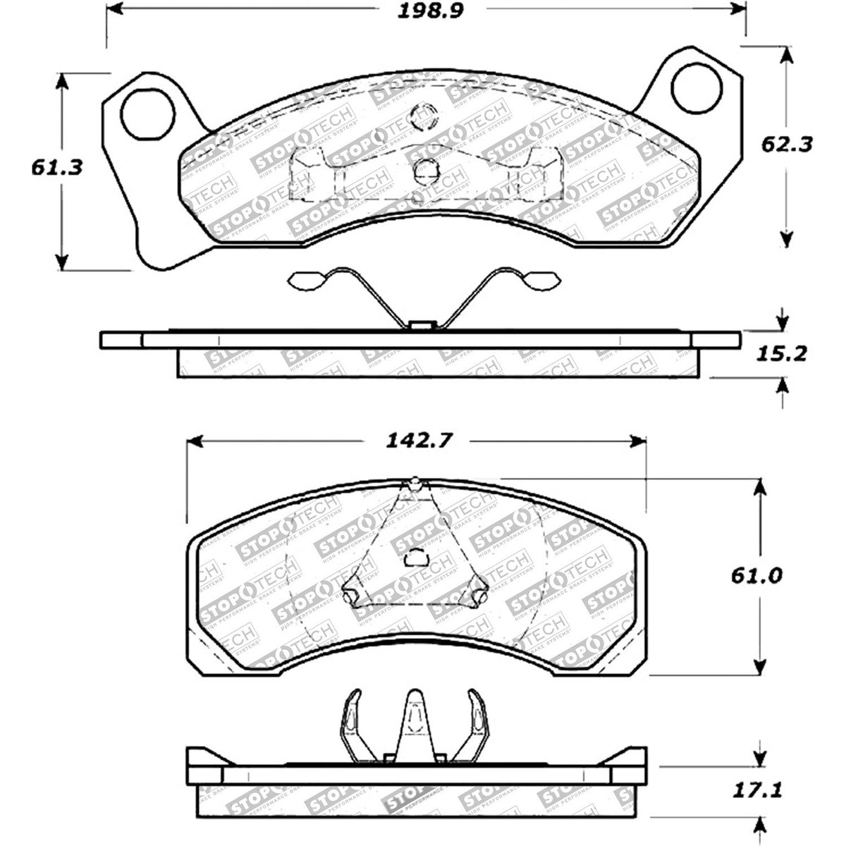 StopTech Street Brake Pads; Front With Shims