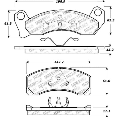 StopTech Street Brake Pads; Front With Shims