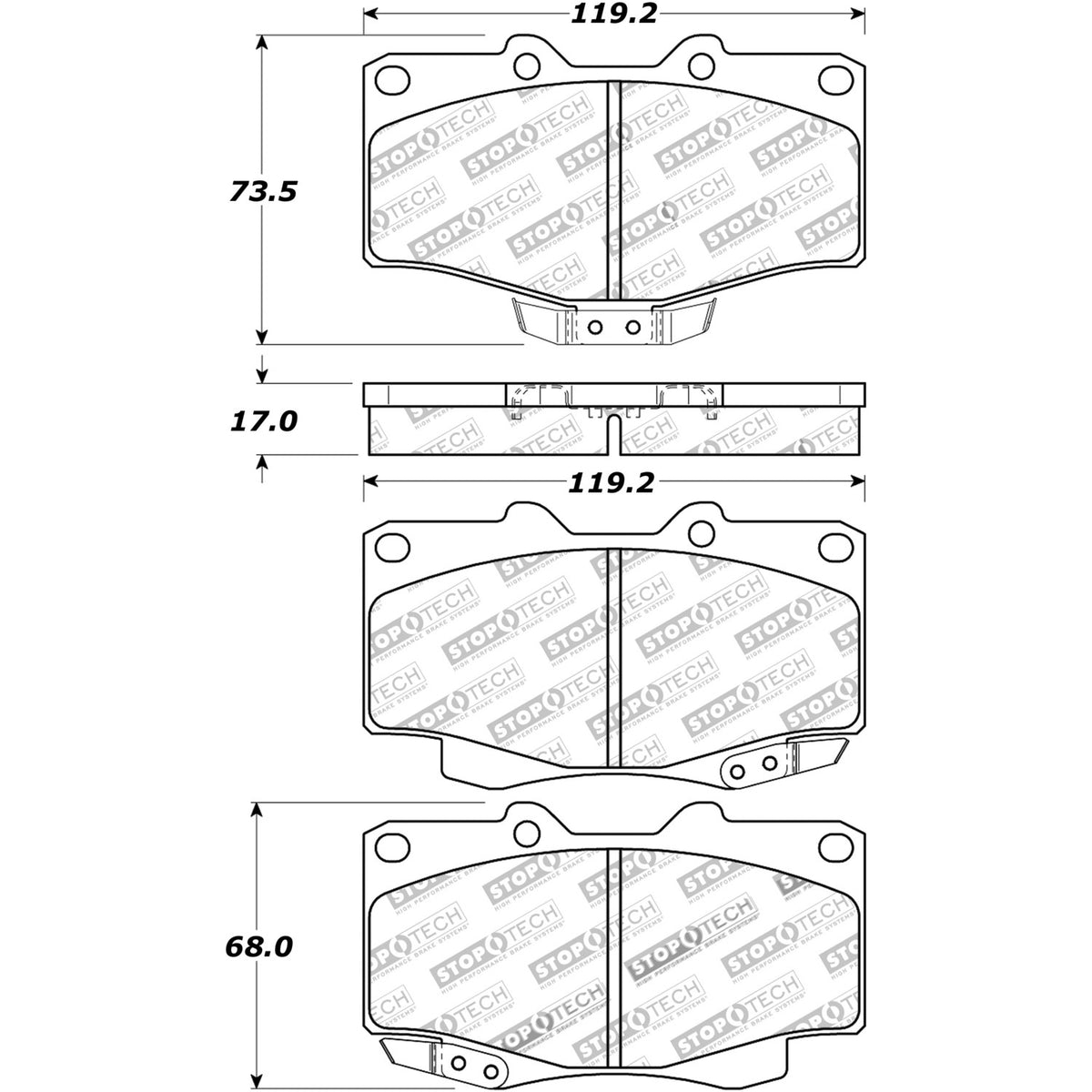 StopTech Street Brake Pads; Front With Shims