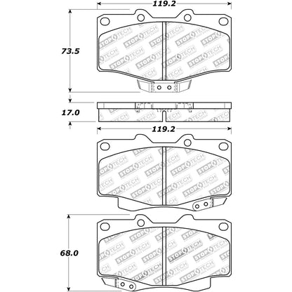 StopTech Street Brake Pads; Front With Shims