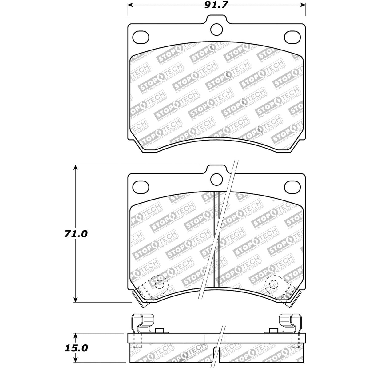 StopTech  Street Brake Pads; Front With Shims