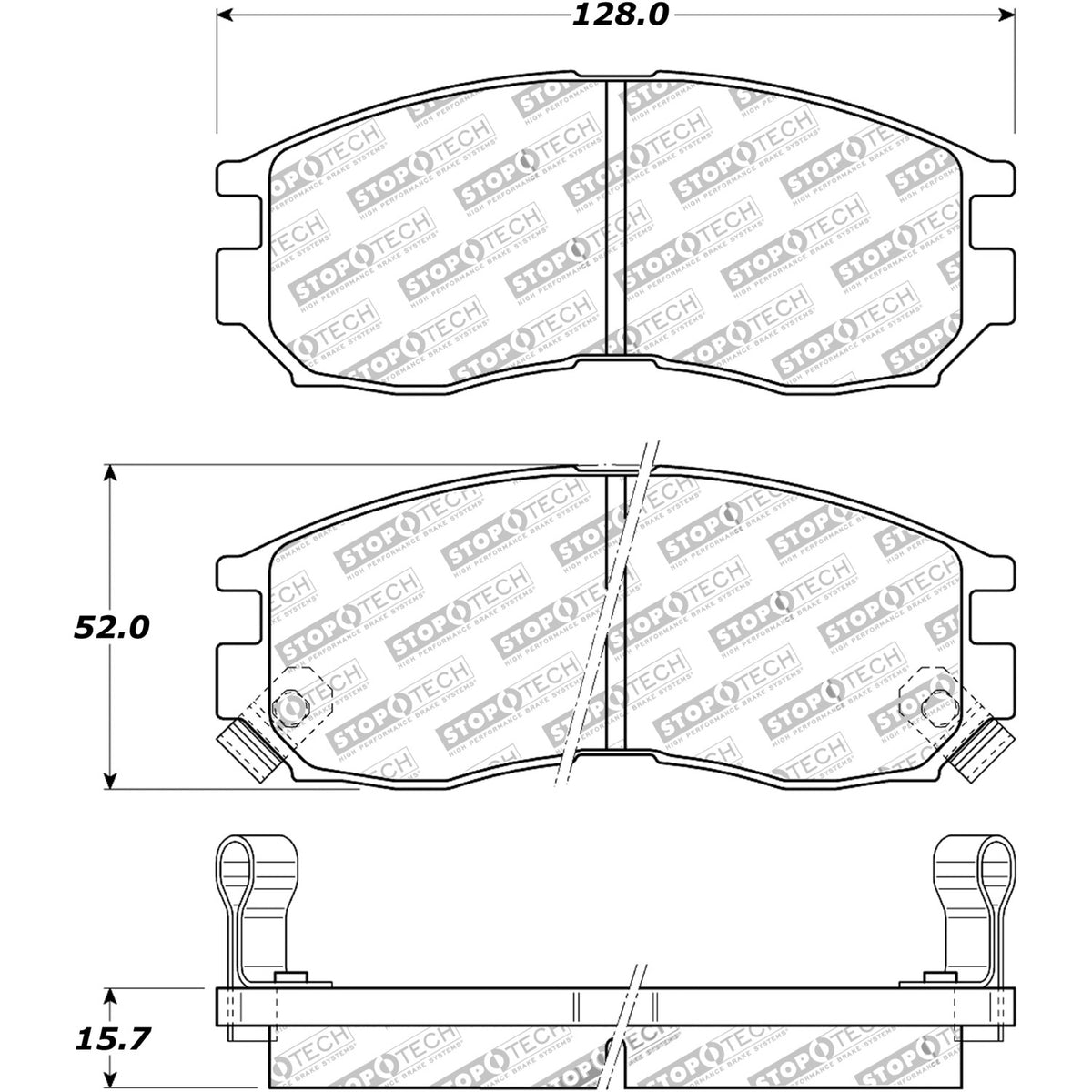 StopTech  Street Brake Pads; Front With Shims