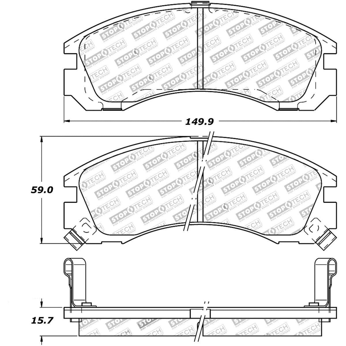 StopTech Street Brake Pads; Front With Shims