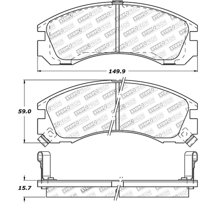 StopTech Street Brake Pads; Front With Shims