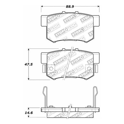 StopTech Street Brake Pads; Rear With Shims