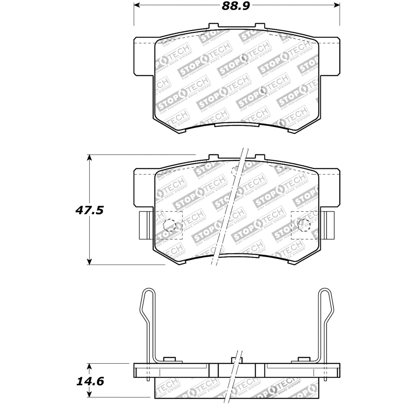 StopTech Street Brake Pads; Rear With Shims