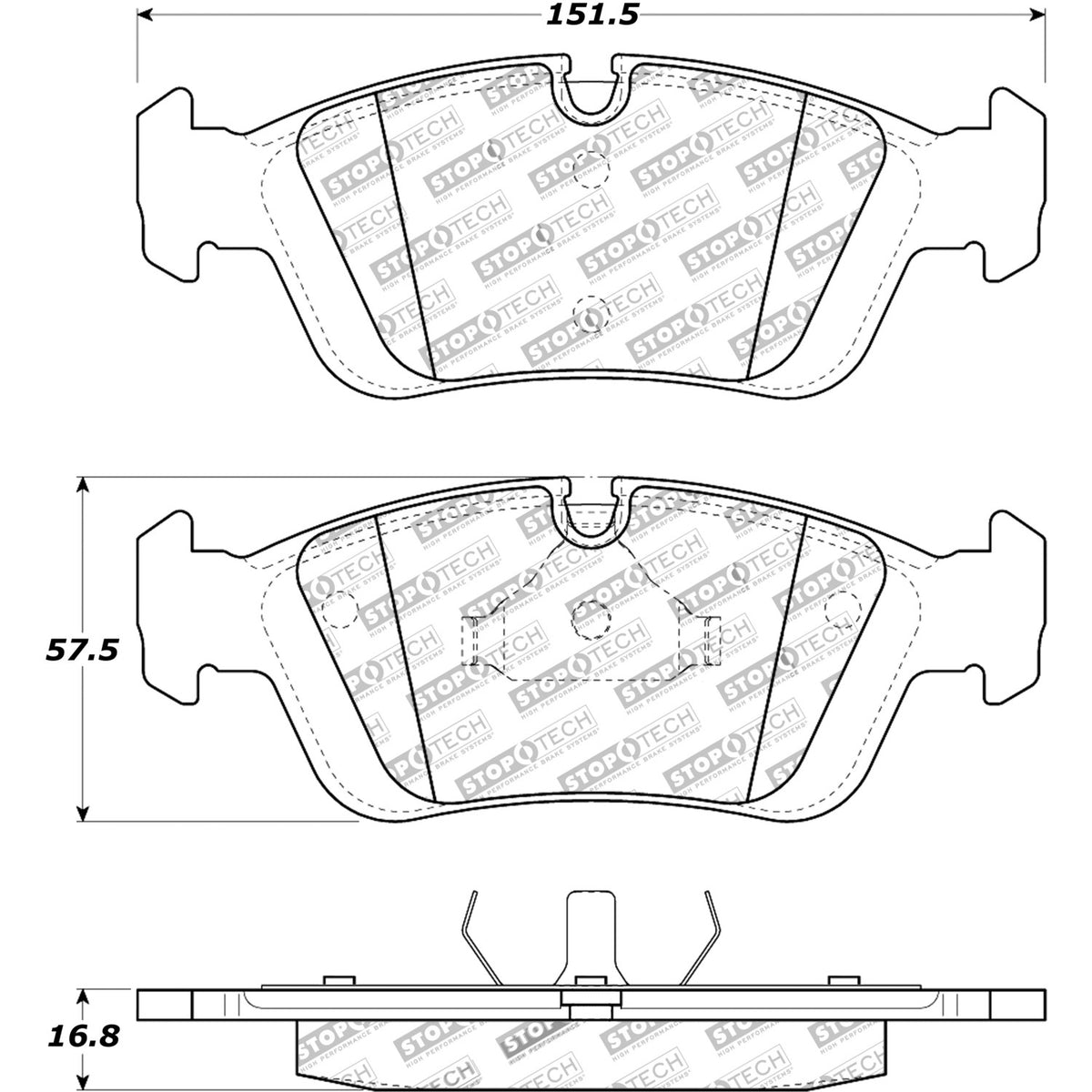 StopTech Street Brake Pads; Front With Shims