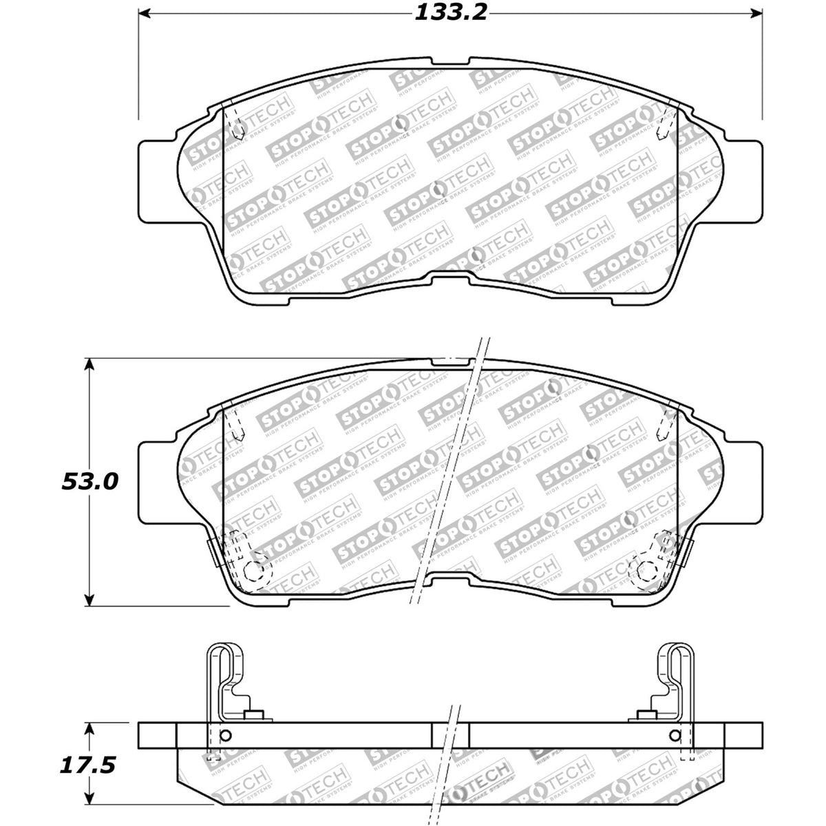 StopTech Street Brake Pads; Front With Shims
