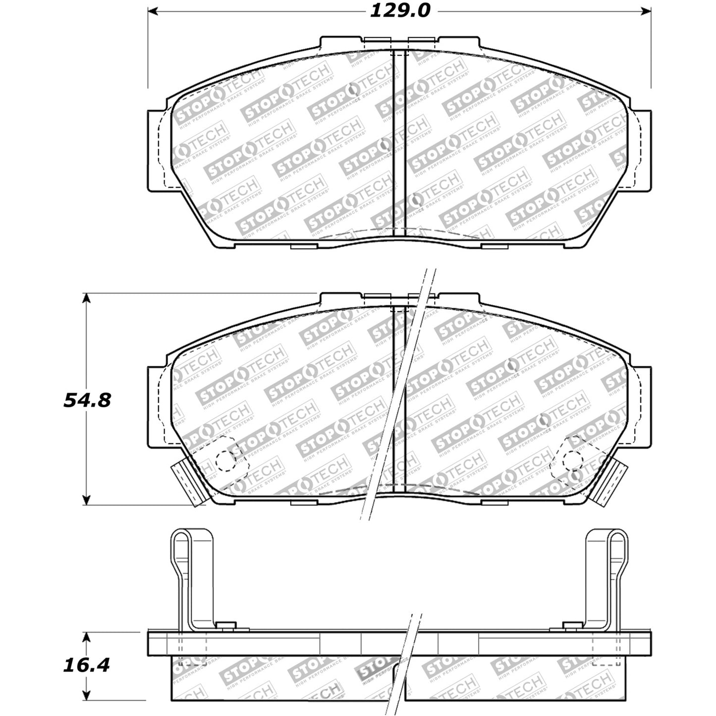 StopTech Street Brake Pads; Front With Shims