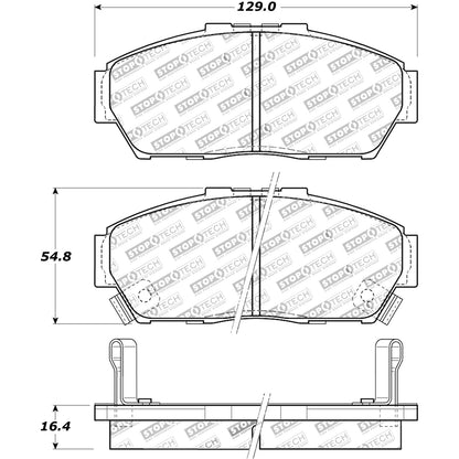 StopTech Street Brake Pads; Front With Shims