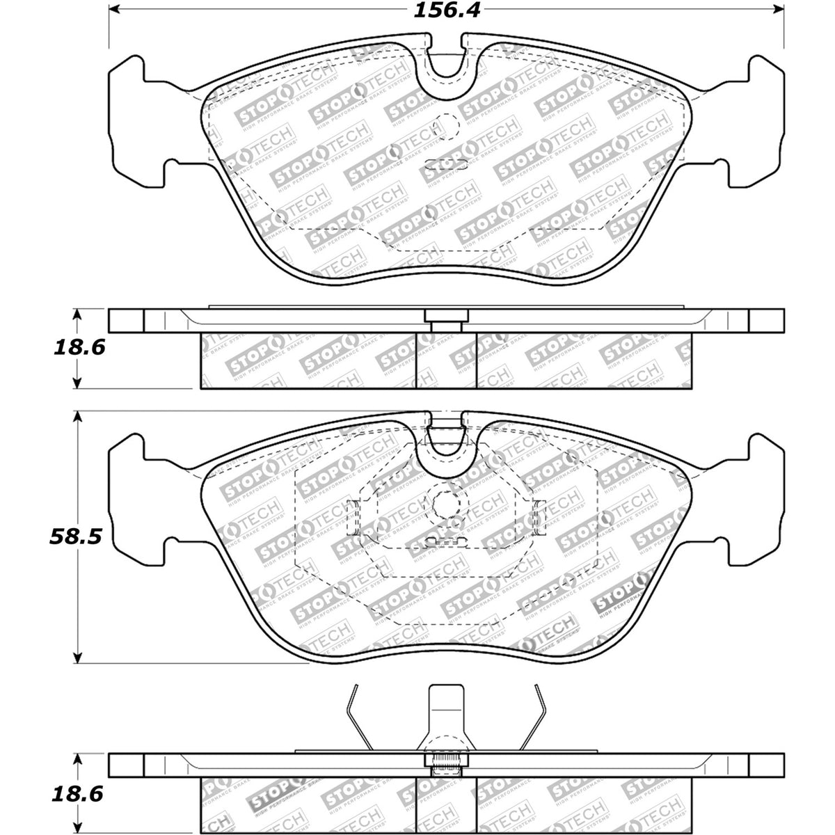 StopTech Street Brake Pads; Front With Shim