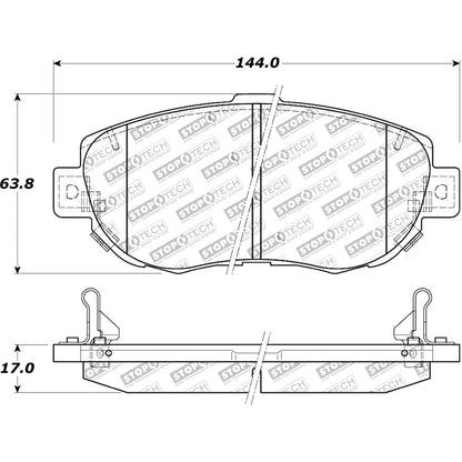 StopTech  Street Brake Pads; Front With Shims