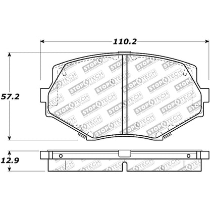StopTech Street Brake Pads; Front With Shims