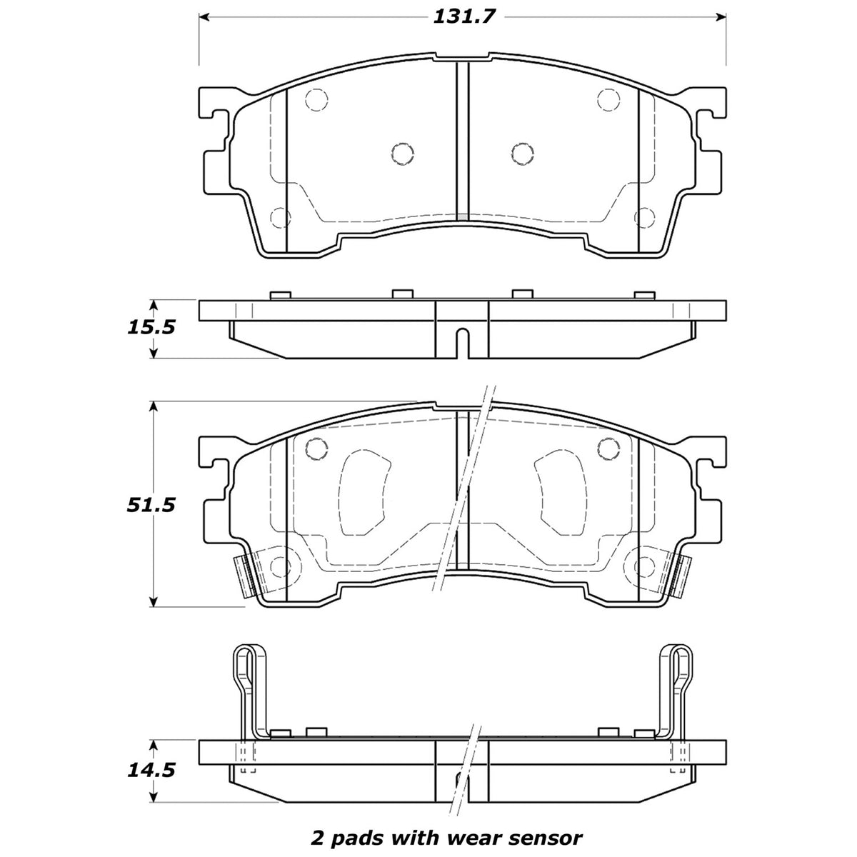 StopTech Street Brake Pads; Front With Shims