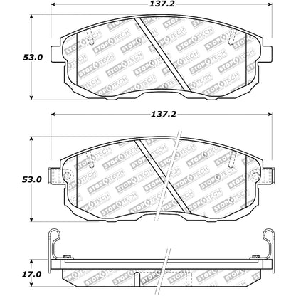 StopTech Street Brake Pads; Front With Shims