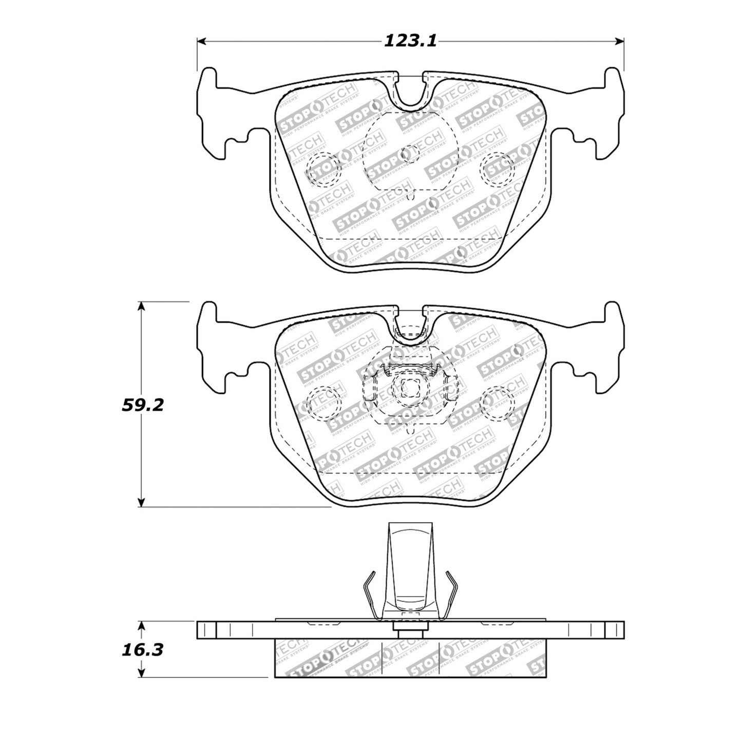 StopTech Street Brake Pads; Rear With Shims