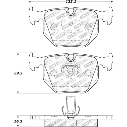 StopTech Street Brake Pads; Rear With Shims
