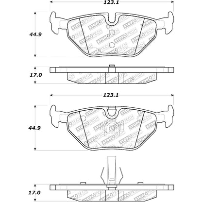 StopTech Street Brake Pads; Rear With Shims