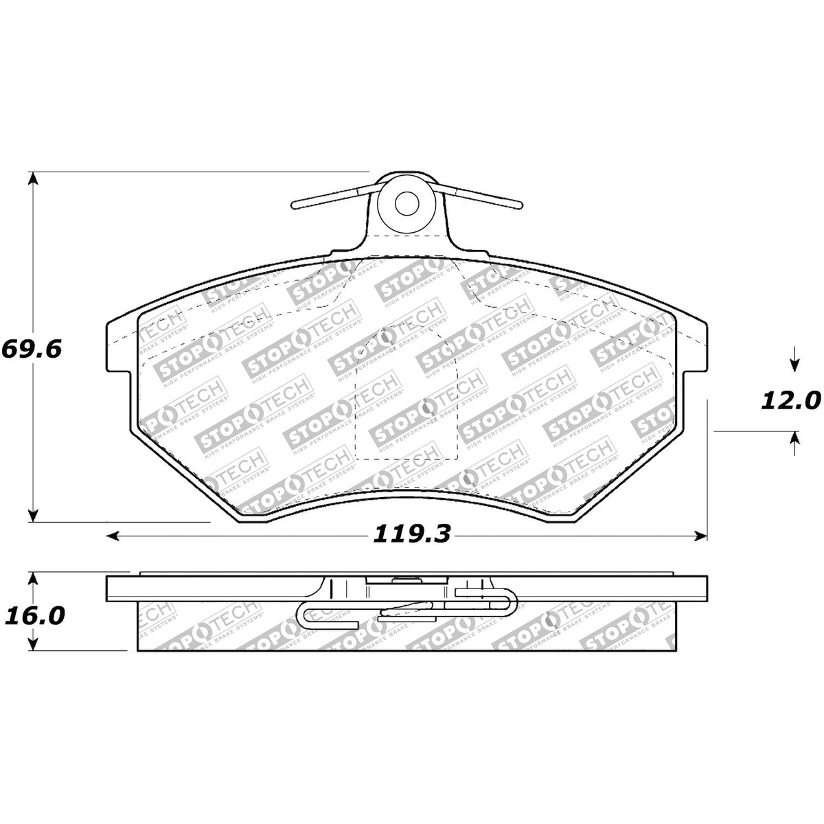 StopTech Street Brake Pads; Front With Shims