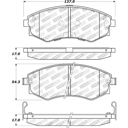 StopTech Street Brake Pads; Front With Shims