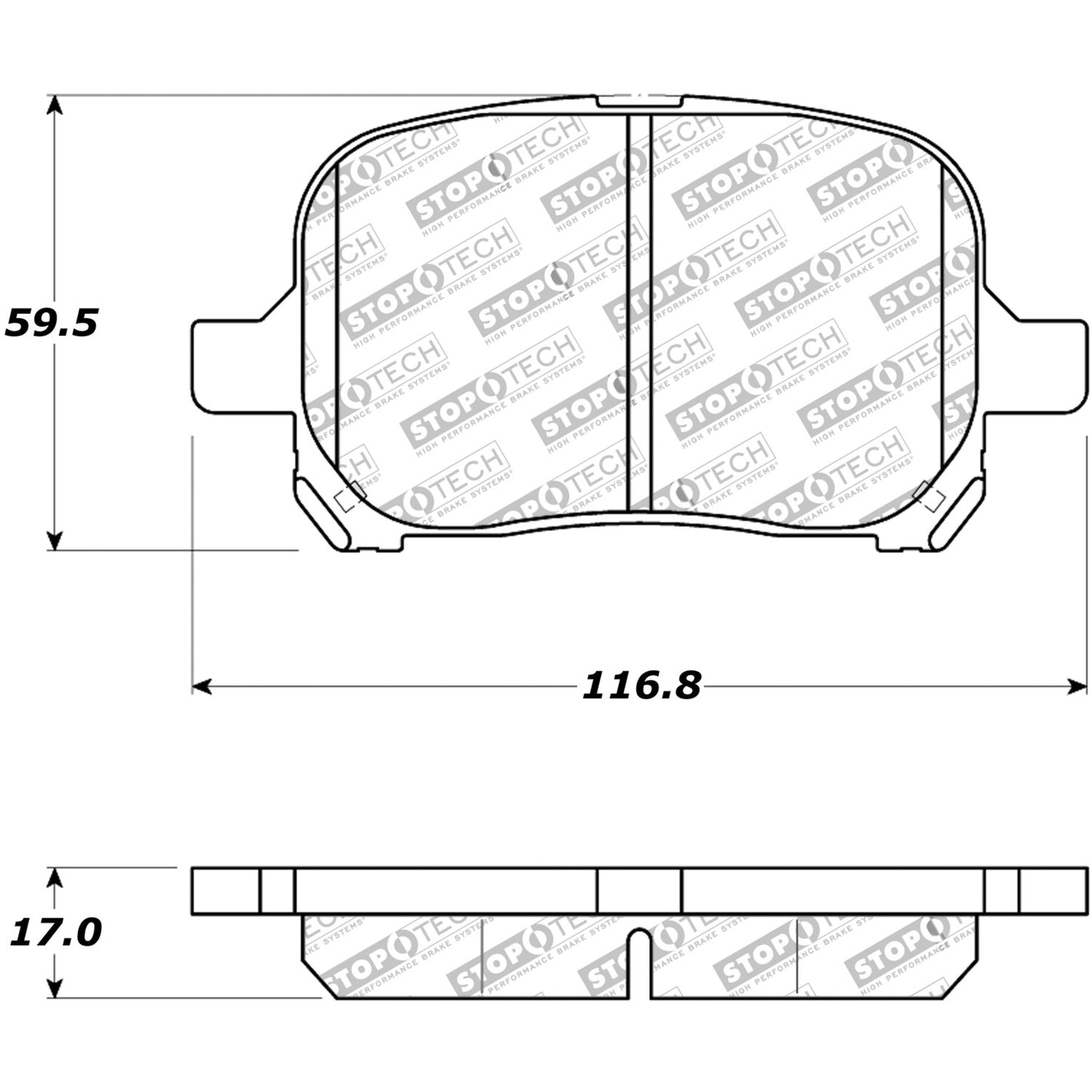 StopTech Street Brake Pads; Front With Shims