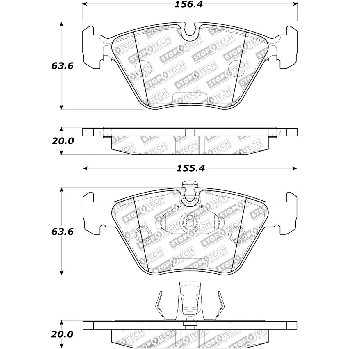StopTech Street Brake Pads; Front With Shims