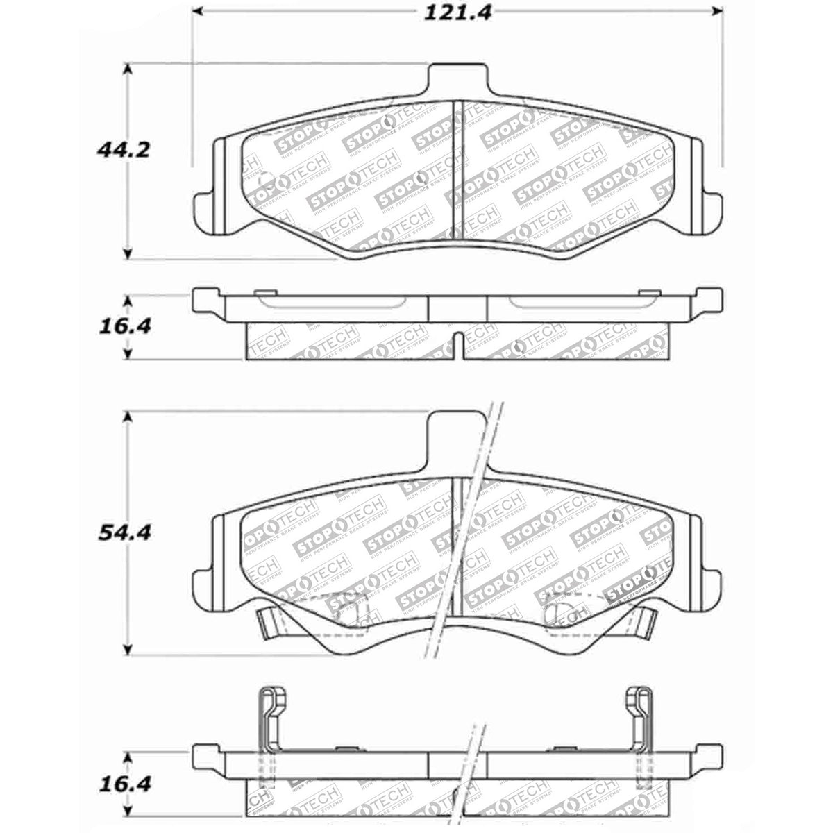 StopTech Street Brake Pads; Rear With Shims