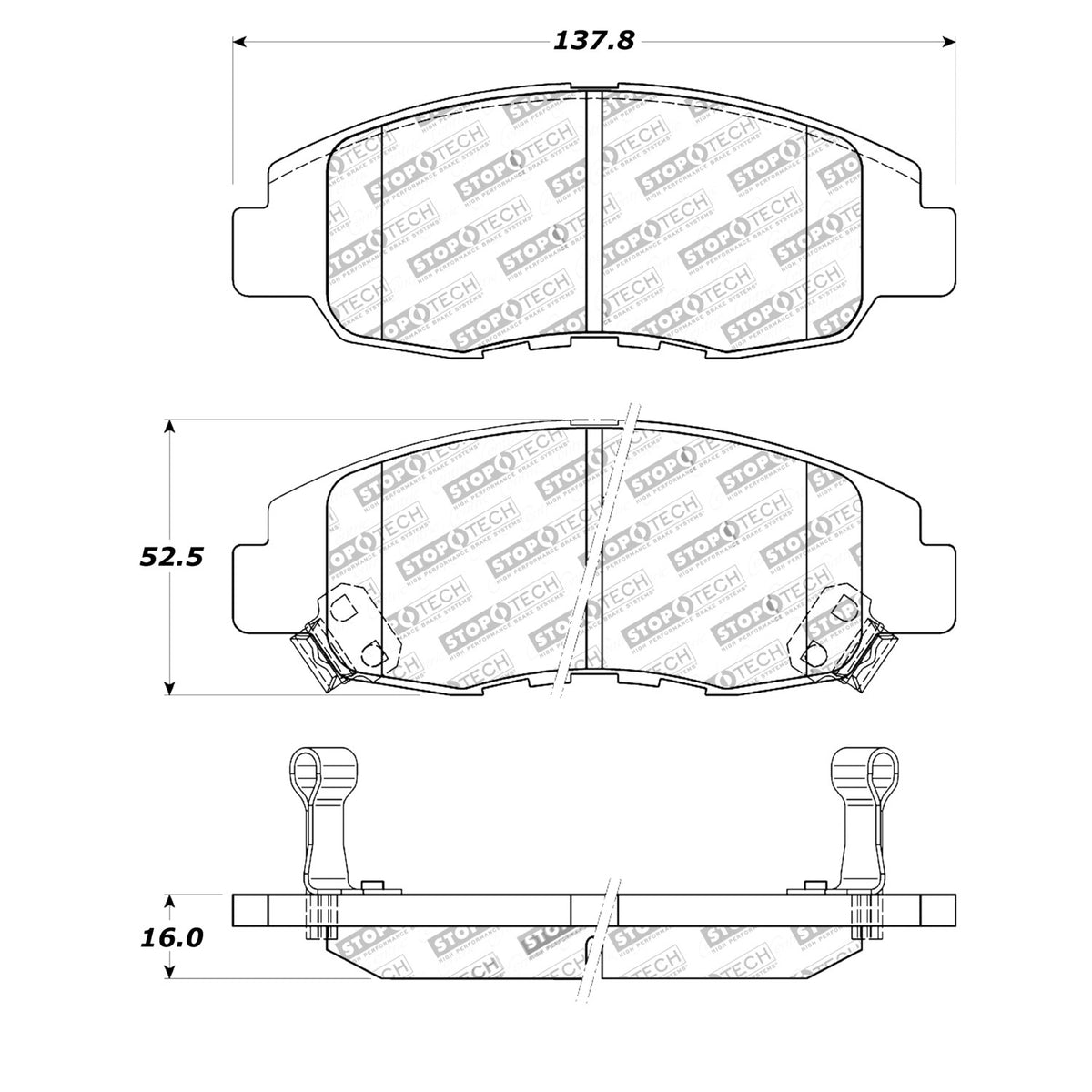 StopTech Street Brake Pads; Front With Shims