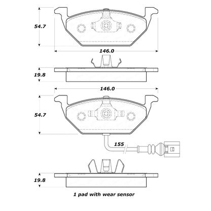 StopTech Street Brake Pads; Front With Shims