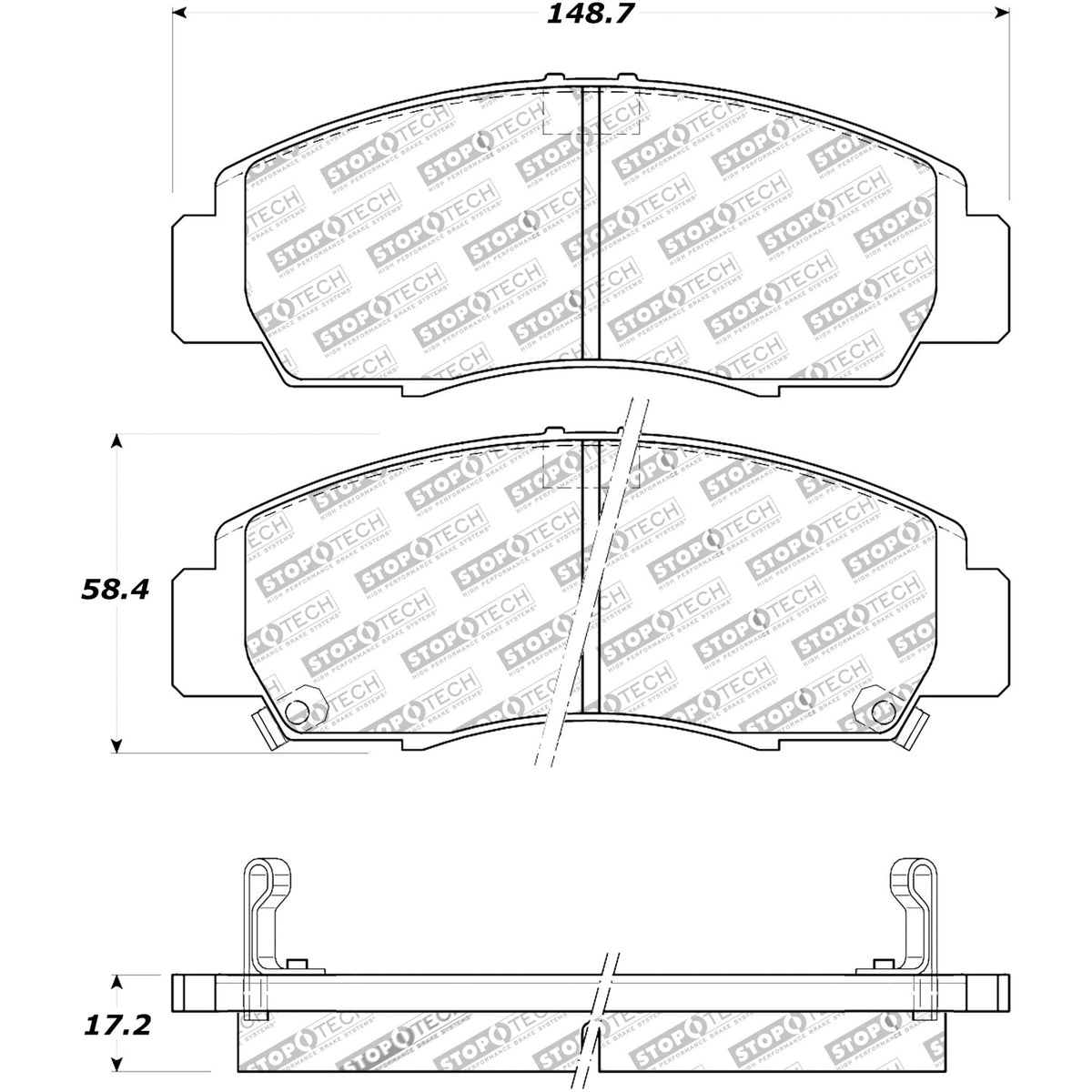 StopTech Street Brake Pads; Front With Shims