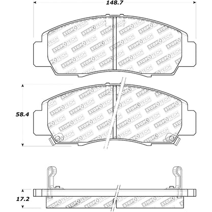 StopTech Street Brake Pads; Front With Shims