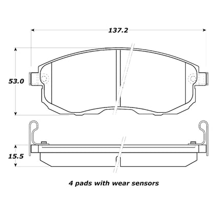 StopTech Street Brake Pads; Front With Shims