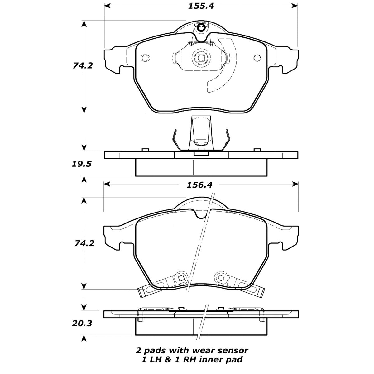 StopTech Street Brake Pads; Front With Shims