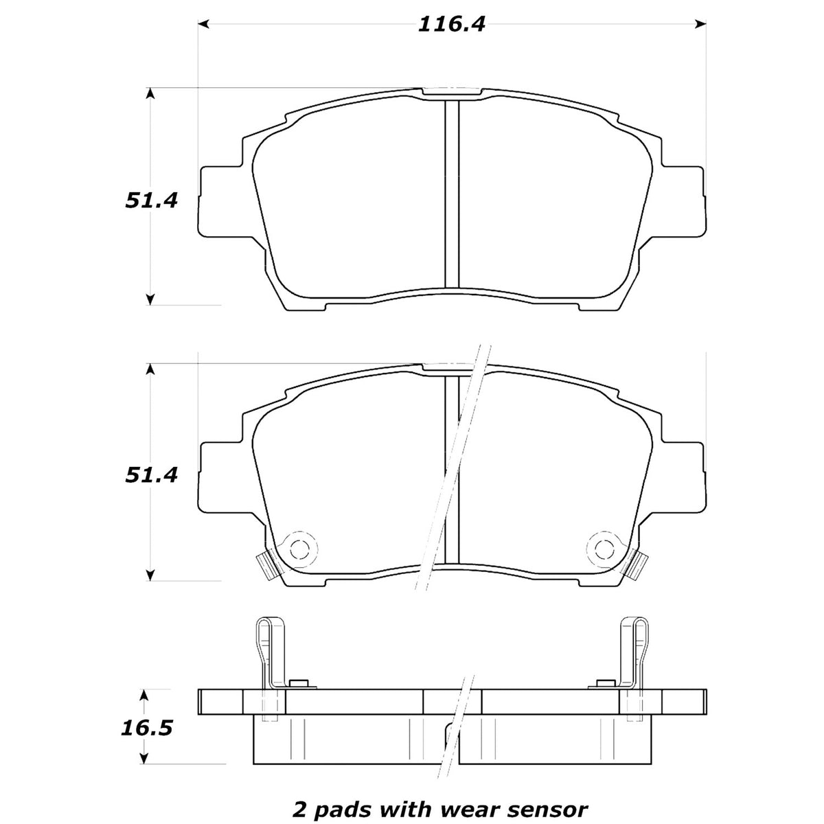 StopTech Street Brake Pads; Front With Shims