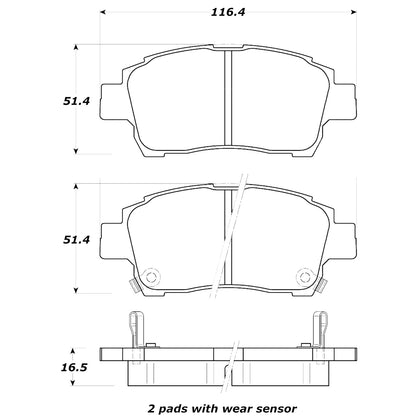 StopTech Street Brake Pads; Front With Shims
