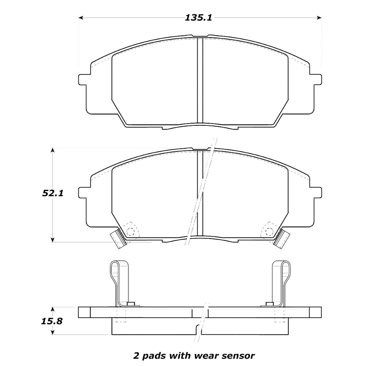 StopTech Street Brake Pads; Front With Shims