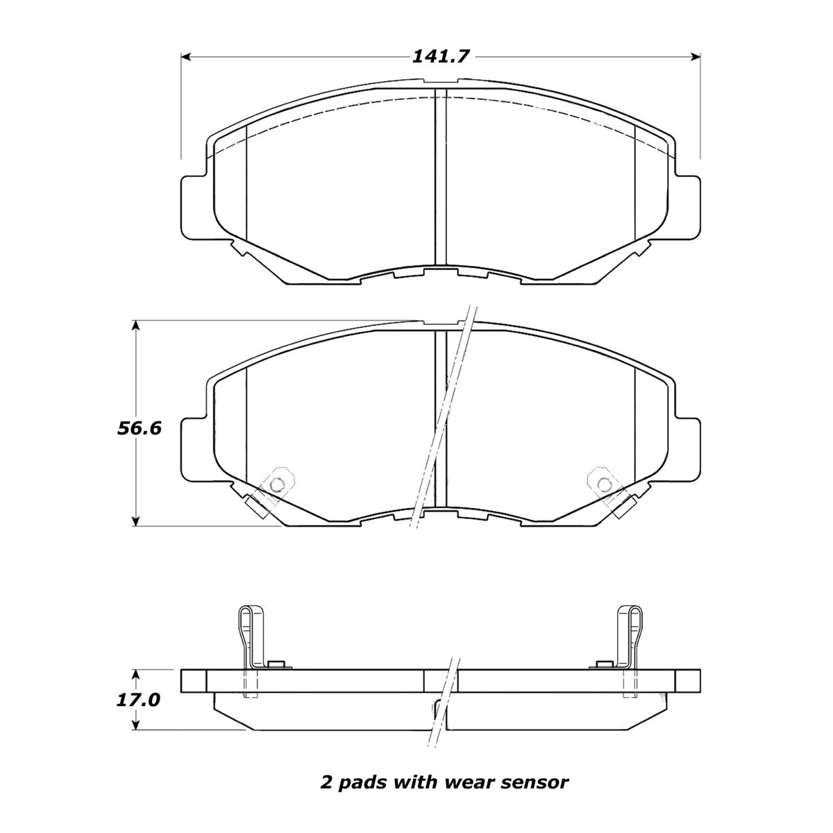 StopTech  Street Brake Pads; Front With Shims