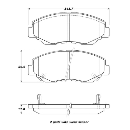 StopTech  Street Brake Pads; Front With Shims