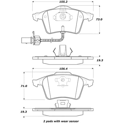 StopTech Street Brake Pads; Front With Shims