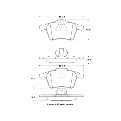 StopTech Street Brake Pads; Front With Shims