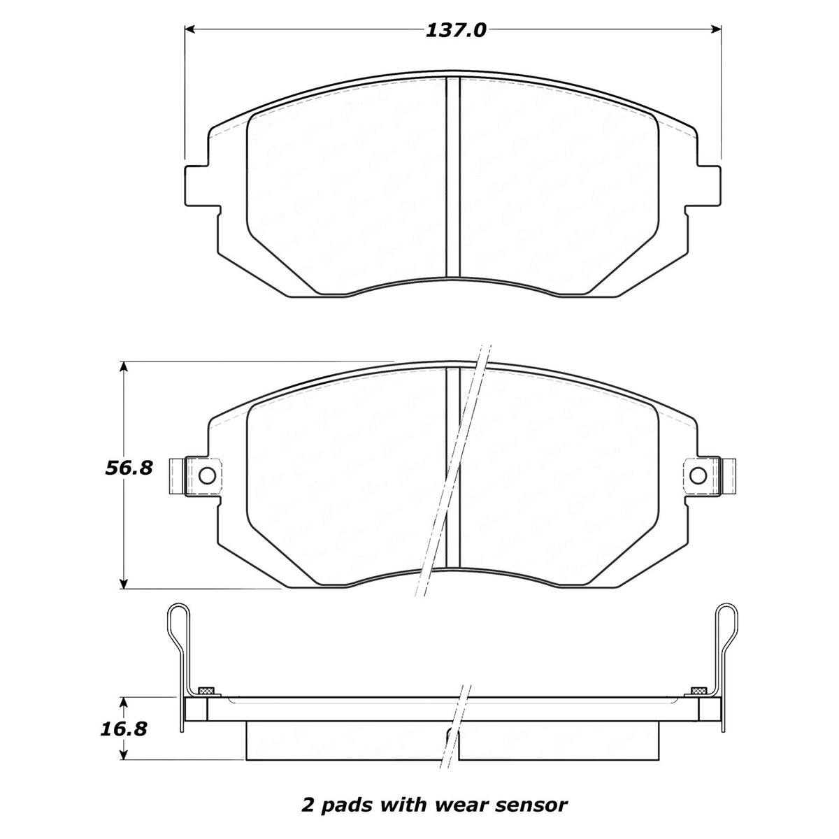 StopTech Street Brake Pads; Front With Shims