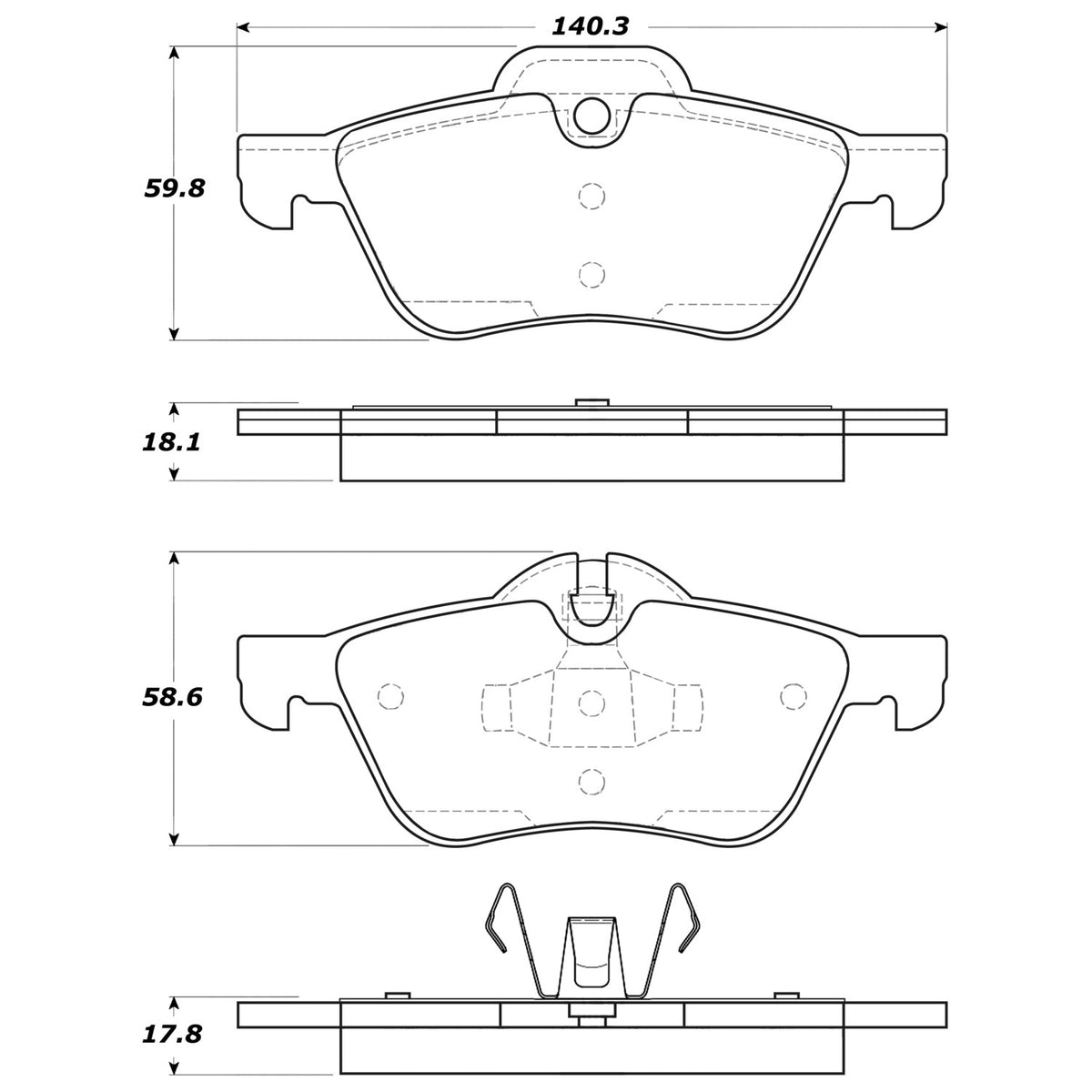 StopTech Street Brake Pads; Front With Shims