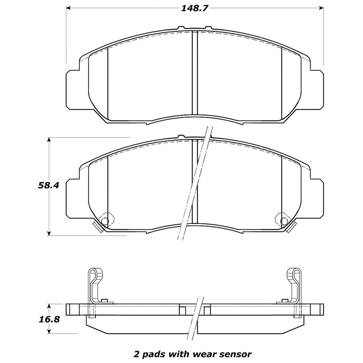StopTech  Street Brake Pads; Front With Shims